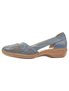 Pantofi dama, Rieker, 41396-12-Albastru, casual, piele naturala, cu talpa joasa, albastru (Marime: 40)