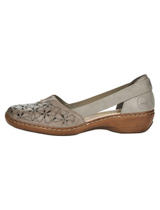 Pantofi dama, Rieker, 41356-64-Bej, casual, piele naturala, cu talpa joasa, bej (Marime: 40)