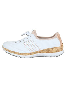Pantofi dama, Rieker, N42G8-80-Alb, casual, piele ecologica, cu talpa joasa, alb (Marime: 40)