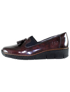 Pantofi dama, Rieker, 53751-35-Bordo, casual, piele ecologica, cu talpa joasa, bordo (Marime: 38)