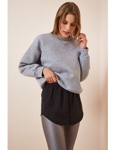 Happiness İstanbul Women's Black Sweater And Sweatshirt Six Skirt Poplin Shirt