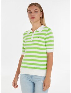 Green-white Ladies Striped Polo T-Shirt Tommy Hilfiger - Women