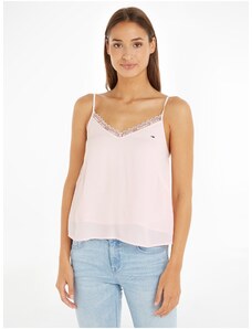 Tommy Hilfiger Light Pink Women's Tank Top with Lace Tommy Jeans Essential Lace S - Women