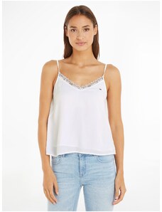 Tommy Hilfiger White Women's Tank Top with Lace Tommy Jeans Essential Lace Strappy - Women
