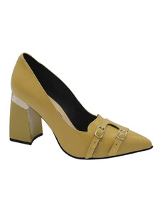 Passofino Pantofi eleganti cu doua catarame Venetia Yellow