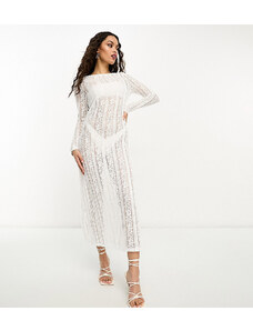 Pieces Petite exclusive Bride To Be lace maxi dress in white