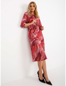 Fashionhunters Chestnut cocktail dress with print and 3/4 sleeves