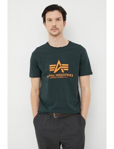 Alpha Industries tricou din bumbac culoarea verde, cu imprimeu 100501.353-DarkPetrol