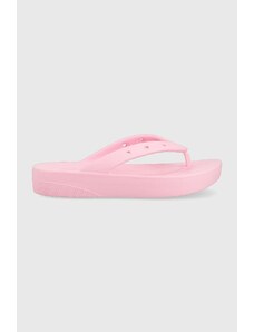 Crocs șlapi Classic Platform Flip femei, culoarea roz, cu platforma, 207714 207714.6S0-6S0