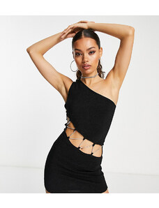 Simmi Clothing Simmi Petite sparkly diamante lace up cut out mini dress in black