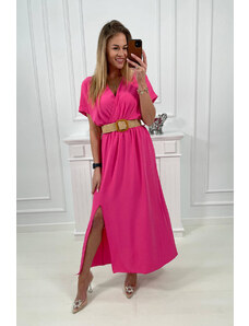Kesi Long dress with a decorative belt of pink color