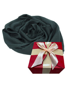 FashionForYou Esarfa tip sal, din material subtire cu casmir, in cutie cadou, Verde inchis, 178x72 cm (Dimensiune: 178x72)