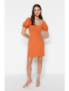 Trendyol portocaliu mini balon țesut manșon rochie țesută