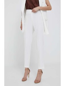 Artigli pantaloni femei, culoarea alb, drept, high waist