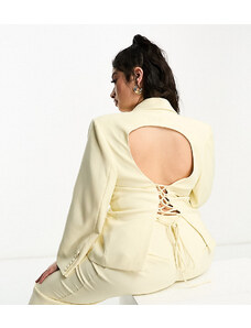 The Frolic Plus backless blazer with tie up detail co-ord in vanilla-Neutral