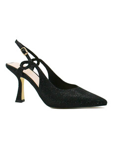 Pantofi decupati Menbur, sparkle black cu toc stiletto MEN24079