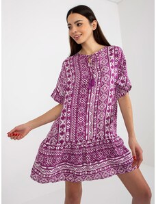 Fashionhunters Purple boho dress with viscose patterns SUBLEVEL