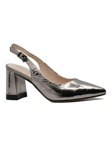 Pantofi decupati Epica, argintiu metalizat, din piele naturala OTR320099