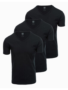 Ombre V-NECK set de tricouri din bumbac V-NECK set de 3 - negru V9 Z29