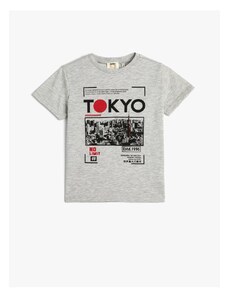 Koton T-Shirt Short Sleeve Crew Neck Tokyo Printed Cotton