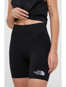 The North Face pantaloni scurti sport femei, culoarea negru, neted, medium waist