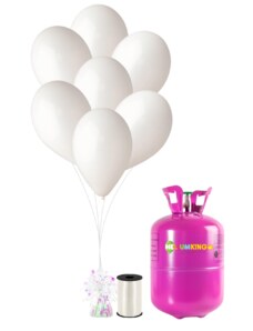 HeliumKing Set petrecere heliu cu baloane albe 50 buc