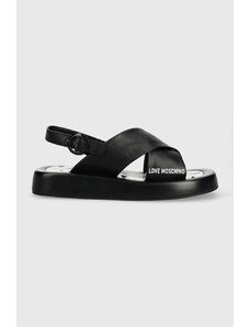 Love Moschino sandale de piele femei, culoarea negru, JA16263G0GIE100A