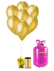 HeliumKing Set petrecere heliu cu baloane aurii 30 buc