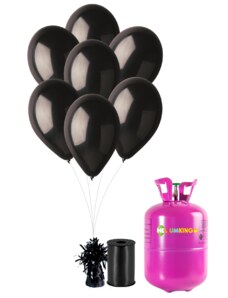 HeliumKing Set petrecere heliu cu baloane negre 30 buc
