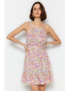 Trendyol multi color talie montat mini țesute tropicale model rochie