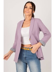 armonika Women's Lilac Striped Single Button Jacket