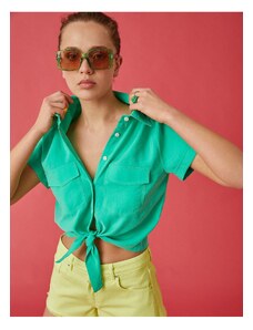 Koton Crop Shirt With Pocket Short Sleeve Modal Blend