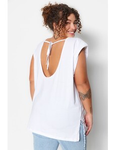 Trendyol Curve White More Sustainable Decollete Waistband Knitted T-Shirt