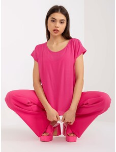 Fashionhunters Dark pink blouse SUBLEVEL with short sleeves