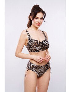 embody Costum de baie marime mare, maro ,cu slip clasic si imprimeu animal print, Wild leopard