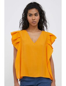 Sisley bluza femei, culoarea portocaliu, neted