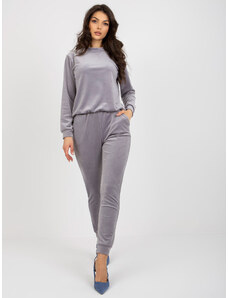 Fashionhunters Grey velour set with trousers by Brenda RUE PARIS