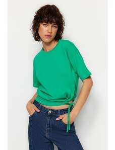 Trendyol Green More Sustainable 100% Organic Cotton Knitted T-Shirt with Binding Detail