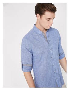 Koton Men's Blue Classic Guler long sleeve Shirt