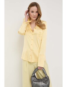 Patrizia Pepe camasa femei, culoarea galben, cu guler clasic, regular