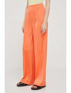 Artigli pantaloni femei, culoarea portocaliu, lat, high waist
