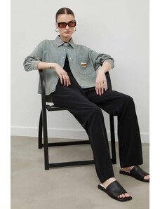 American Vintage camasa jeans femei, cu guler clasic, relaxed