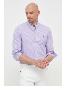 Polo Ralph Lauren camasa barbati, culoarea violet, cu guler button-down, regular