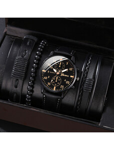 Set cadou cu ceas barbatesc Geneva XR4879BL si trei bratari elegante