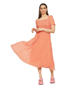 Rochie Mdm pentru Femei Gingham Check Print Midi Dress With Smocking Body 67543624_211 (Marime: 40)