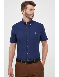 Polo Ralph Lauren camasa barbati, culoarea albastru marin, cu guler button-down, slim