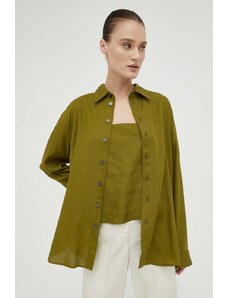 G-Star Raw camasa femei, culoarea verde, cu guler clasic, relaxed