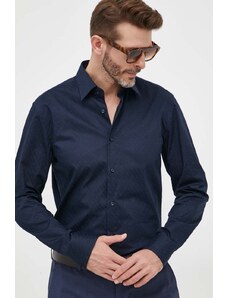 BOSS cămașă din bumbac bărbați, culoarea bleumarin, cu guler clasic, regular 50473310