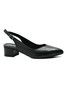 Pantofi decupati Anna Viotti cu toc mic, negri, din piele naturala GOR24173N