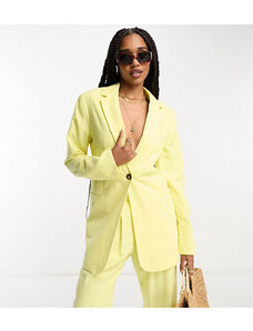 ASOS Tall ASOS DESIGN Tall slim fit suit blazer with linen in lemon-Yellow
